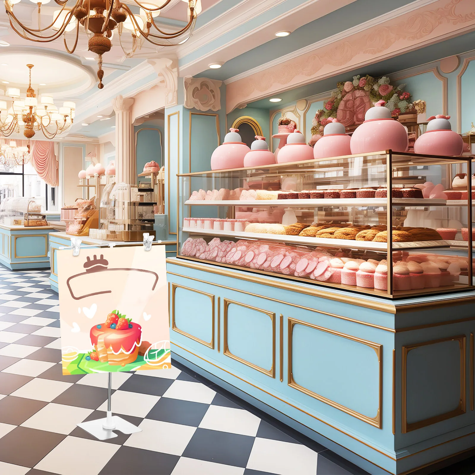 

2 pcs T Shape Poster Retractable Banner Stand Adjustable Metal Sign Holder Strong Standing Display Stand For Banners Menus