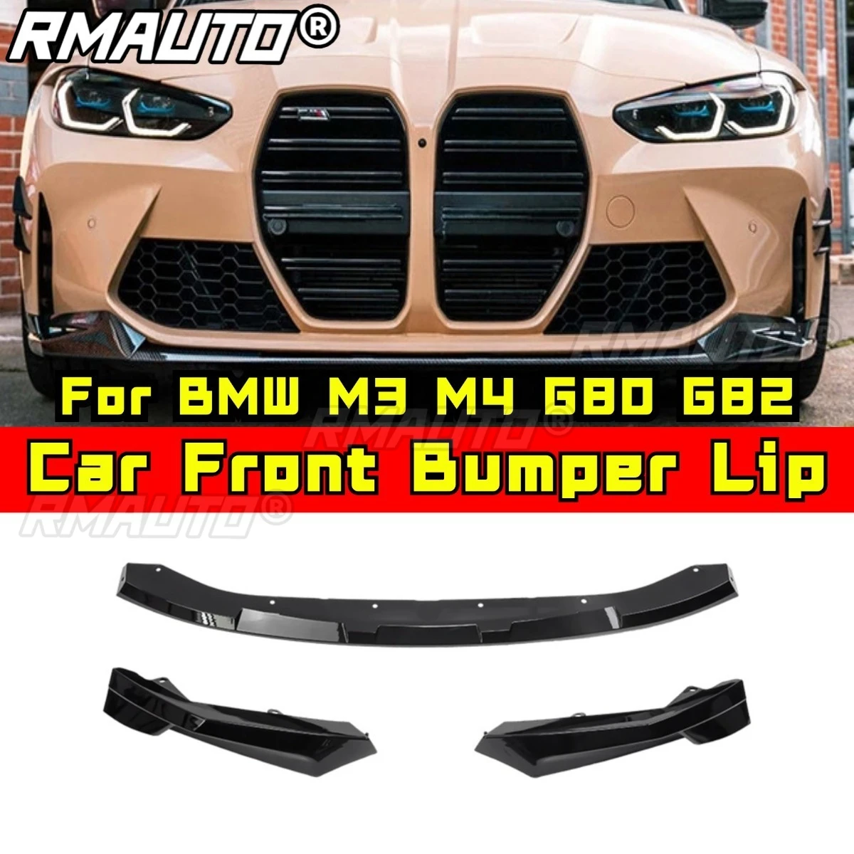 

Car Front Bumper Spoiler Guard Protector Cover Apron Front Bumper Lip Body Kit For BMW M3 M4 G80 G82 Car Accessories