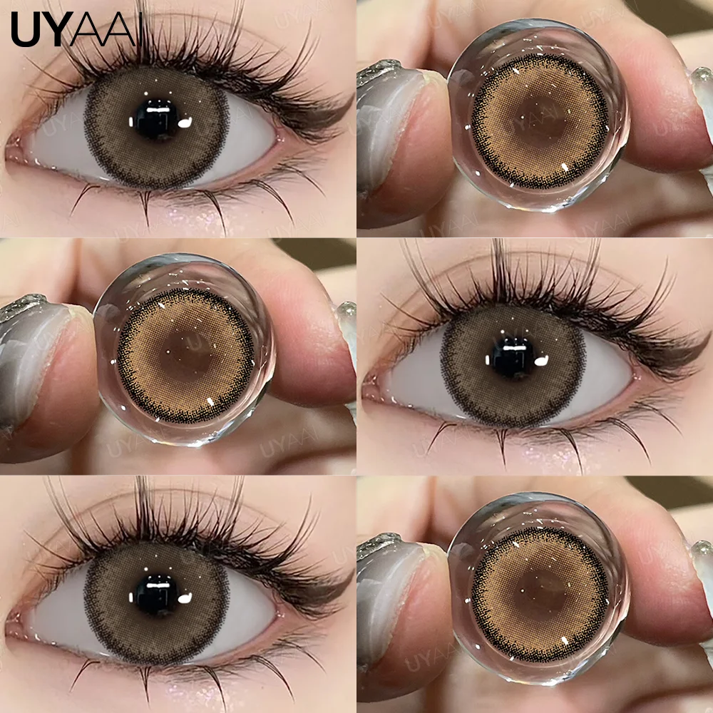 UYAAI 【1*contacts Lenses+1*tweezers+1*lenses Case】Multicolored High Quality Soft Lenses Yellow Contacts Yellow Eyes Gloss Beauty
