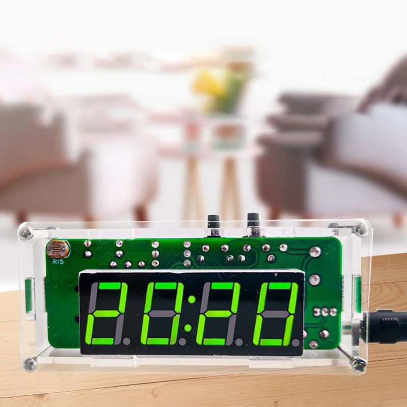 TJ-56-428 Digital DIY Clock Kits With Acrylic Shell, DIY Alarm Clock Soldering Practice Kit For Learning Electronics