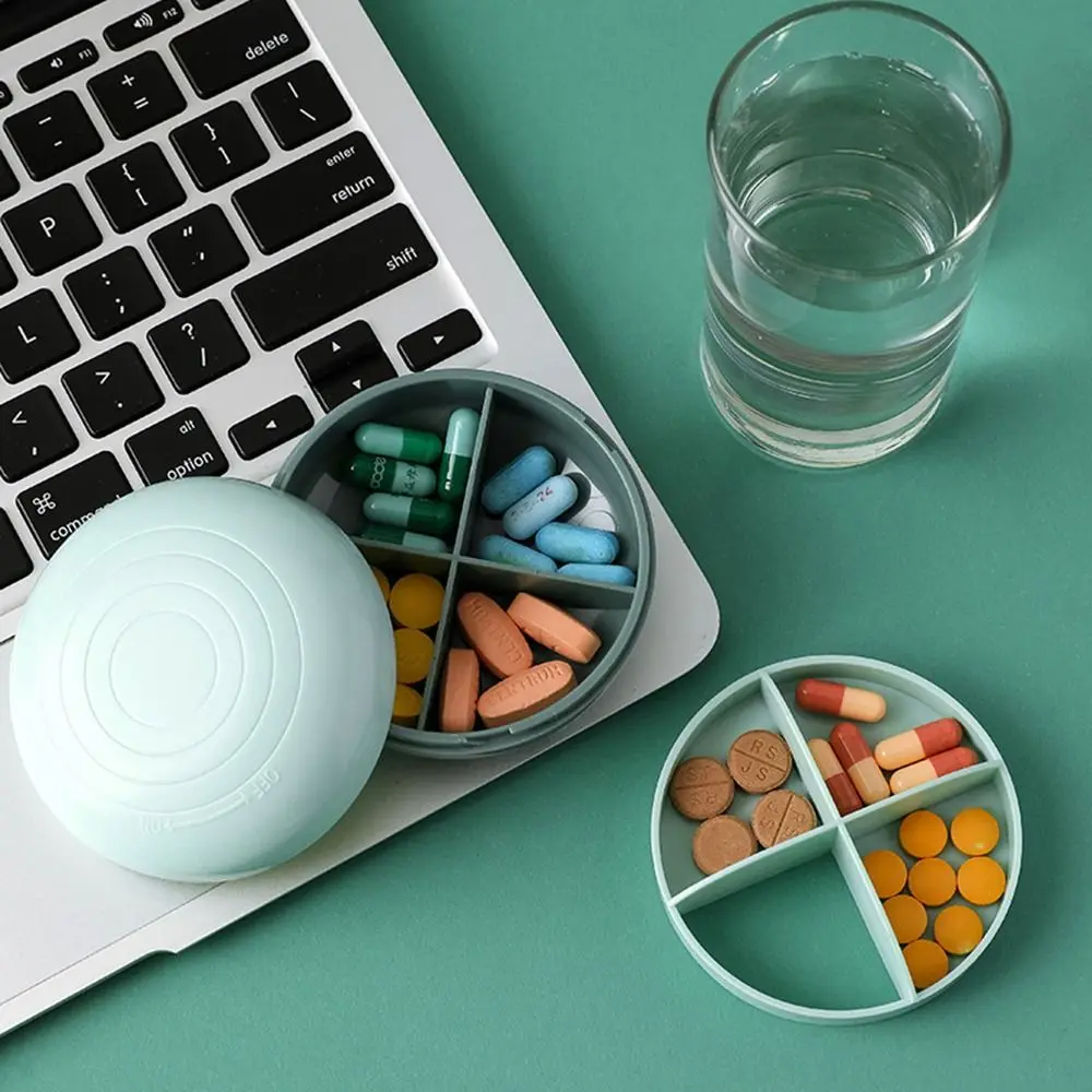 Portable Round Pill Box 7 Grids Empty Pill Case Large Capacity Double-Layer Medicine Dispenser Box Travel