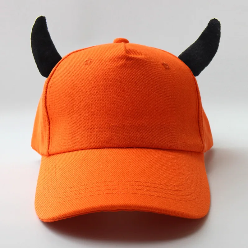 Mens Horn Demon Earflap Baseball Cap Spring Autumn Korean Fashion Hip Hop Hat