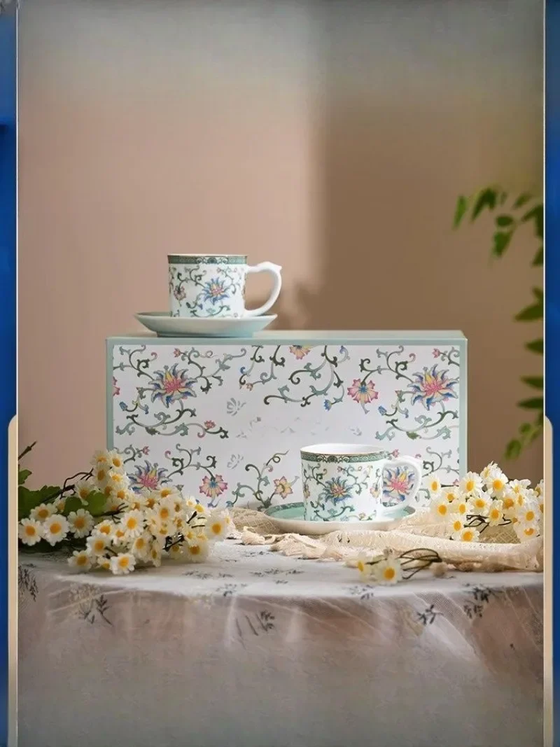 High-value ceramic coffee cup and saucer set, high-end exquisite high-value women's afternoon tea set gift box for free.