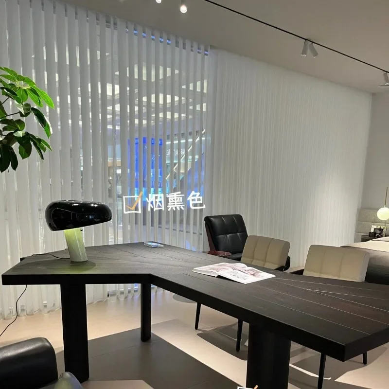 Escritorio de madera maciza, mesa larga moderna para ordenador de registro con forma especial, banco de trabajo