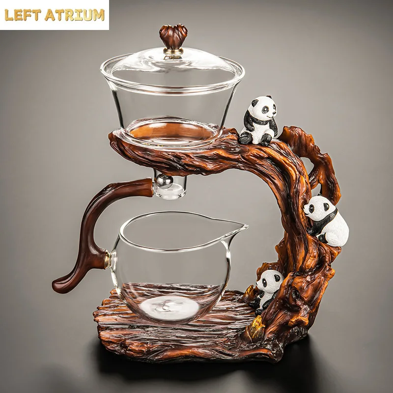 Lazy Glass High Borosilicate Automatic Tea Set Panda Kung Fu Tea Set