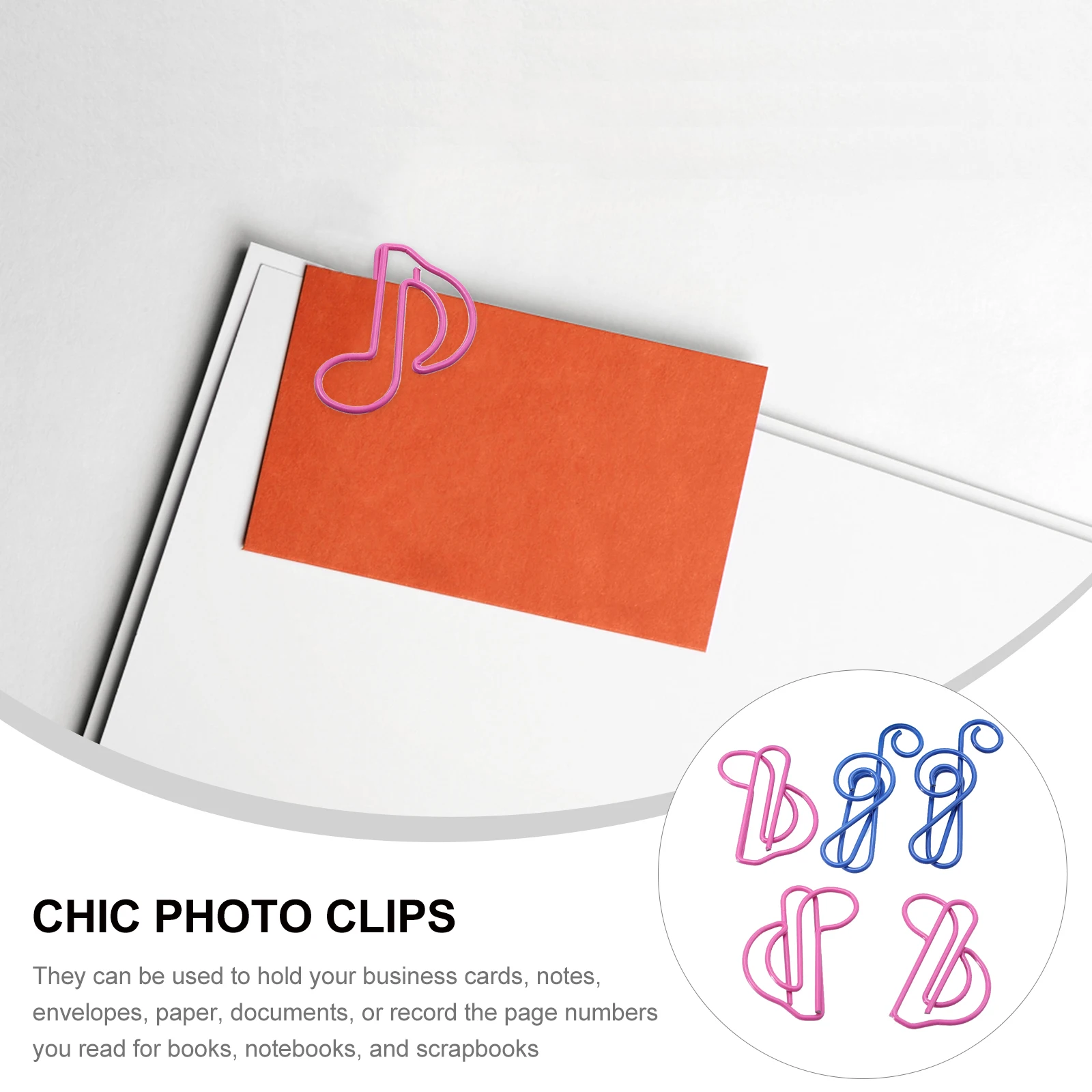 

16pcs Note Shaped Creative Paper Clips Sturdy Bookmark Envelope Clips Multipurpose Metal Bookmarks For Documents