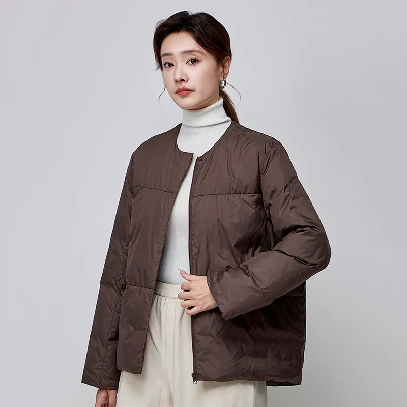 Manteau en duvet de canard blanc léger pour femme, veste en duvet de canard, vêtements d'extérieur chauds, simple, solide, document, automne, hiver, nouveau, 2024