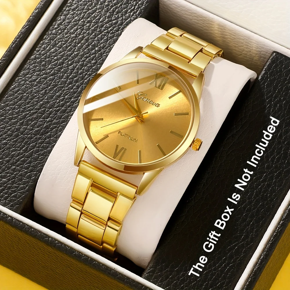 1PC Men's Luxury Gold Strap Quartz Watch, Casual Business Minimalist Style (no Box)