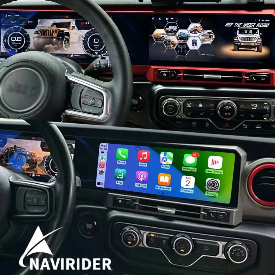 24.6inch Dual ScreenAndroid Car Radio For JEEP Wrangler JL 2018-2022 Gladiator Multimedia Video Player GPS Navigation 4G Carplay