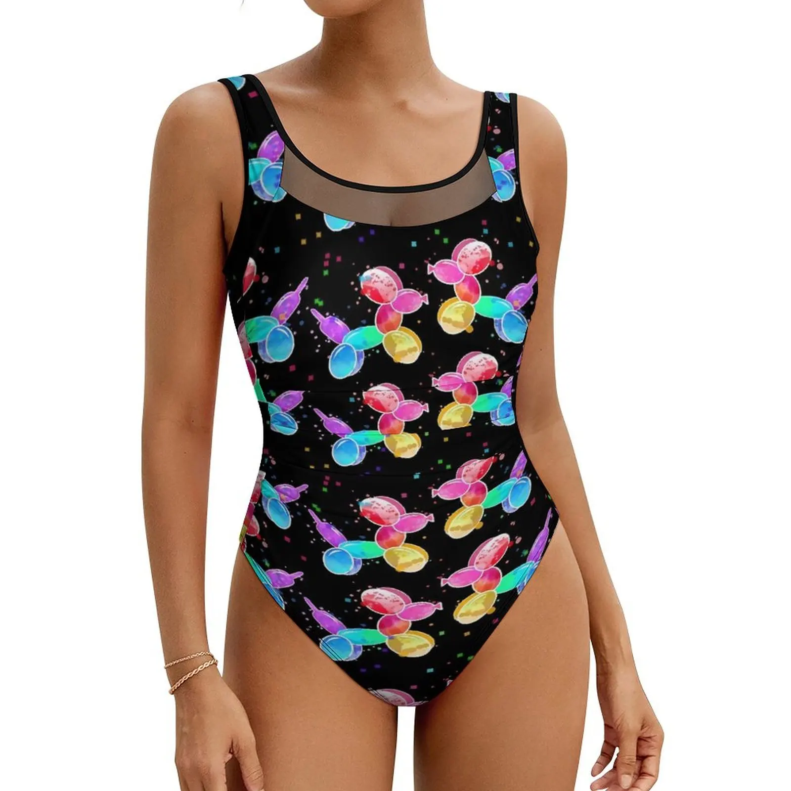 

Watercolor Balloon Dogs Swimsuit Sexy One Piece Swimwear Push Up Swimsuits Classic Sport Bathing Suits