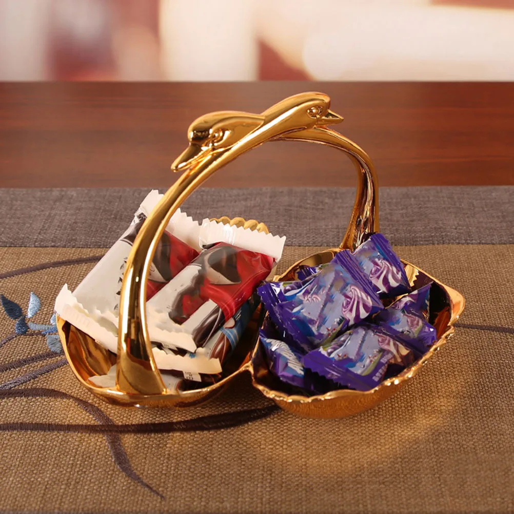 

1Pcs Elegant Swan Fruit Tray High Quality Dried Fruit Plate Easy Clean for Snacks Nuts Chocolate Candy Dish Swan Candy Dish