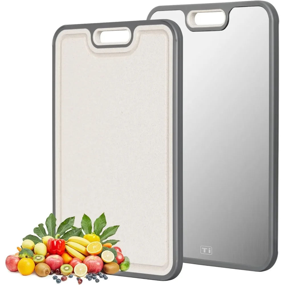 

разделочные доски для кухни, двухсторонние пищевые доски, чистый титан и пшеничная солома, полипропилен, двойные разделочные доски для мяса и