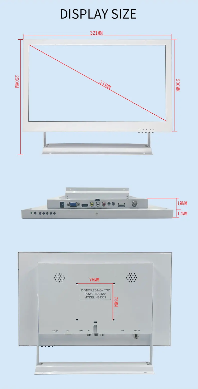 백색 보안 LCD 모니터, HDMI VGA, BNC 컴퓨터, POS, 산업용 HD, 10.1 인치, 13.3 인치, 15.6 인치