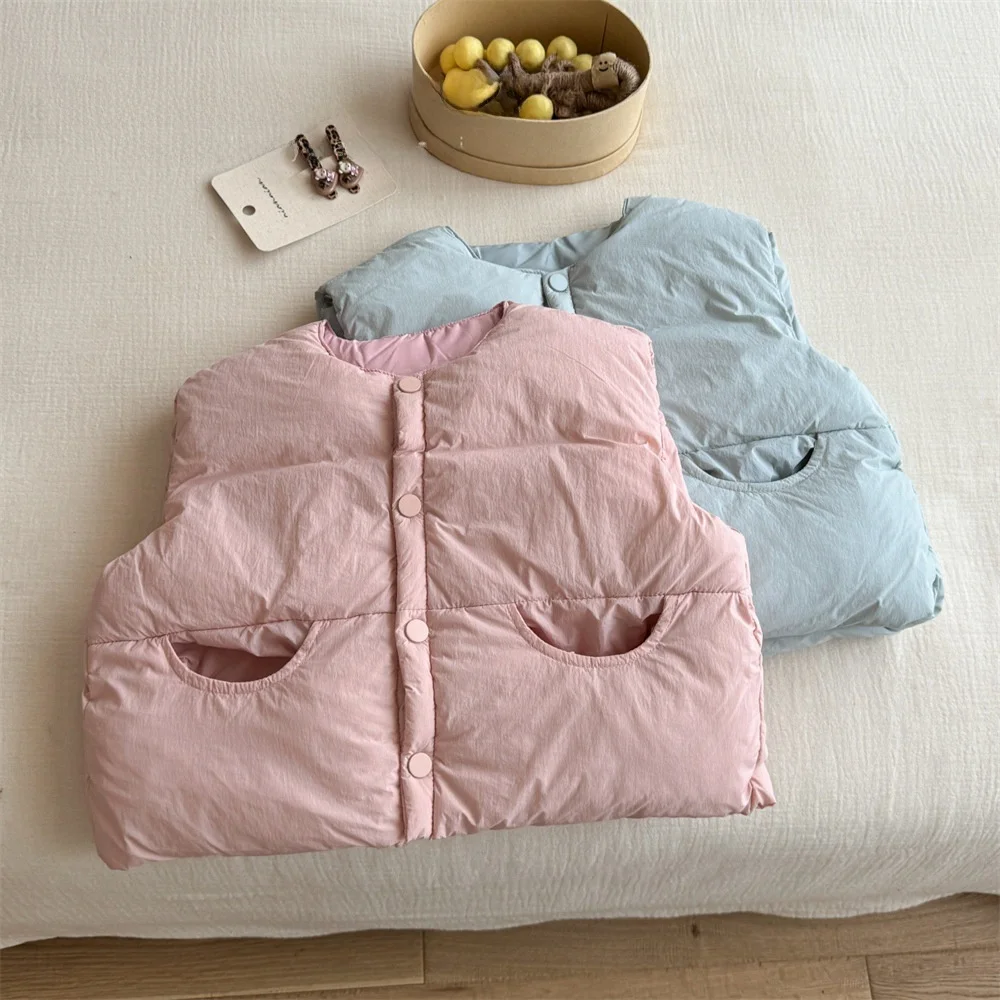 

Thiened Cotton Vest for Girls Winter Outerwear Baby oulder Pad Loose Fit Korean Sle Children's Jaet Toddler Clothes