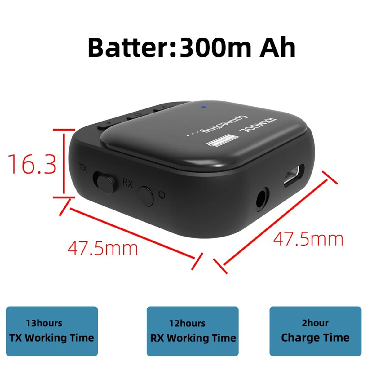 POP-lBluetooth 5.2 Tampilan Penerima Bluetooth Penerima Pemancar Bluetooth 2-In-1 3.5Mm Bluetooth Portabel Mobil