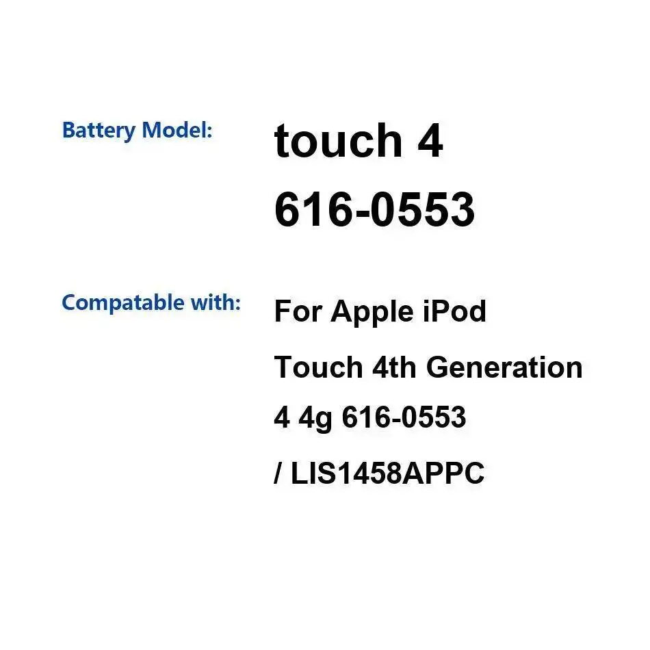 

Быстрая зарядка аккумулятора 930-1043 мАч для Apple Ipod Touch 4TH 6TH 4 6 поколения 616-0553 6G 4G