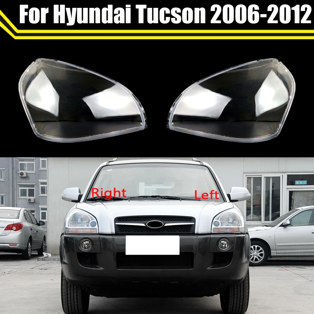 Car Headlight Lens Glass Lampcover Cover Transparent Lampshade Bright Shell Product For Hyundai Tucson 2006~2012-Right & Left