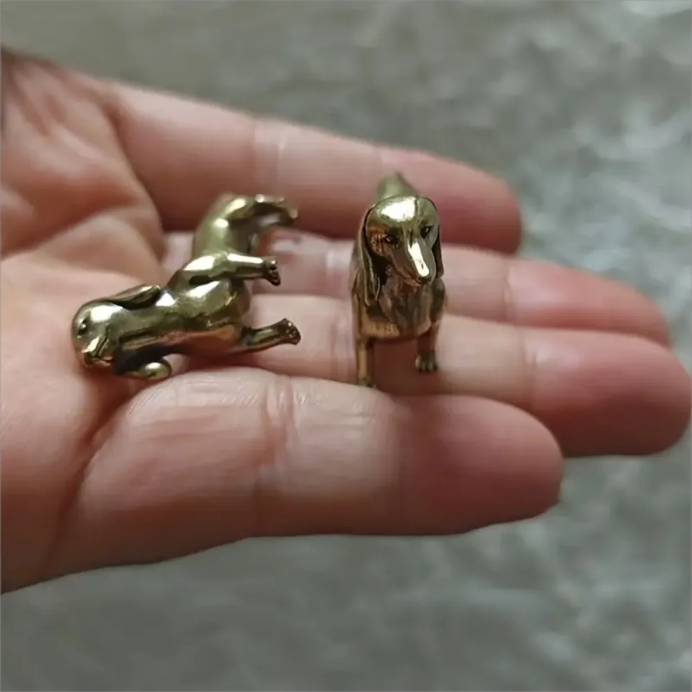 1 Stück Vintage-Mini-Golden-Retriever-Statue aus Messing – antiker Stil, handwerklich gefertigt, dekorative Schreibtischdekoration für Haustierliebhaber – Detail 7