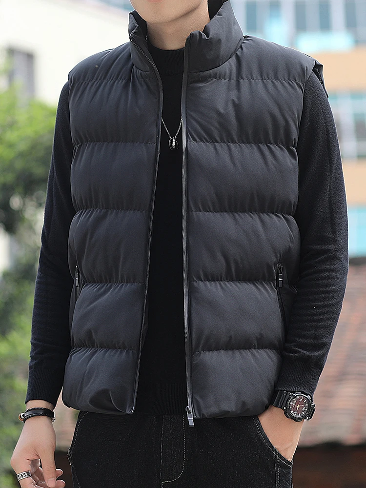 

Trendy Men's Warm Svel Stand Collar Vest Casual Faion Large Size Jaet Autumn Winter Clothes Youth Leisure Sle