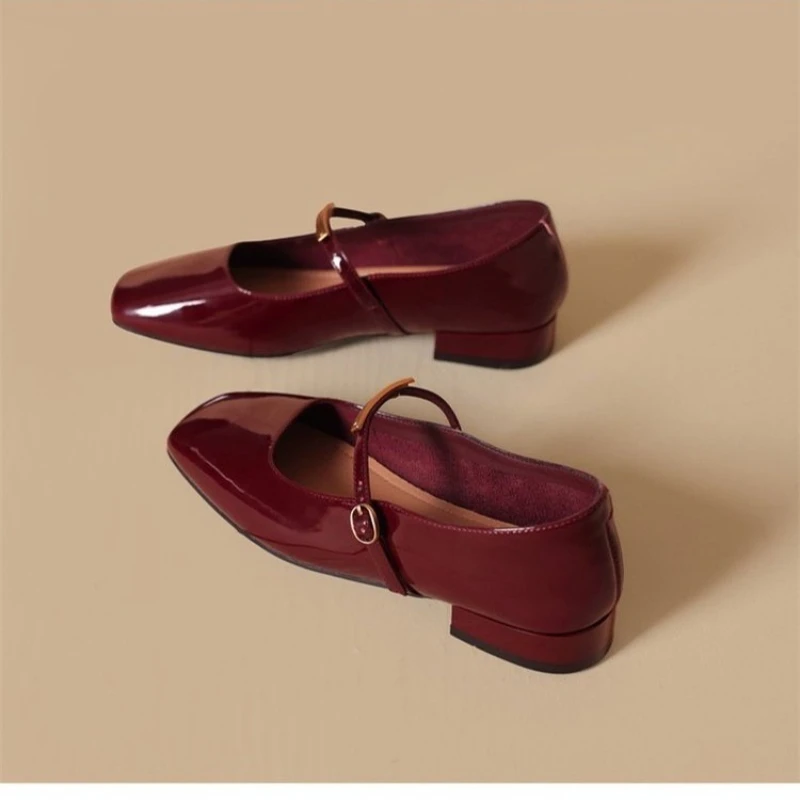Round Toe Shallow Mouth Women's Single Shoes 2026 Spring New Single Button Shoes Versatile French Women's Shoes