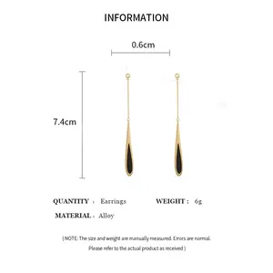 Anting-Anting Drop Persegi Geometris Sederhana untuk Wanita Mode Korea Garis Warna Emas Anting-Anting Menjuntai Rumbai Panjang Hadiah Perhiasan Pesta 10 anting rumbai emas penjualan terbaik - №
