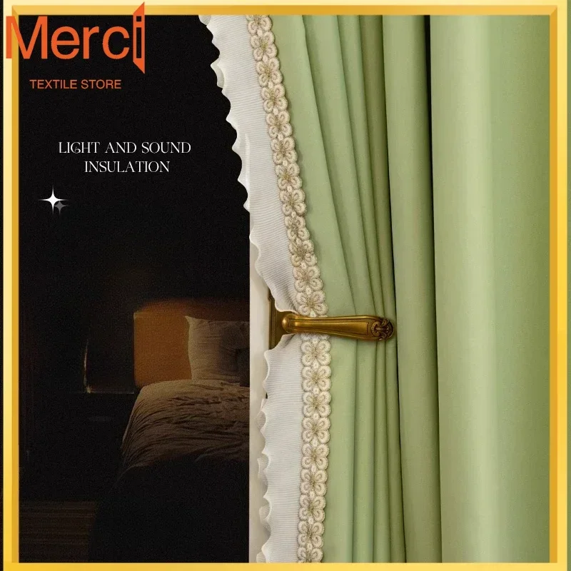 Blackout Curtains For Bedroom Living Room High-shading New Modern Simple Light Luxury French Sunshading Cloth