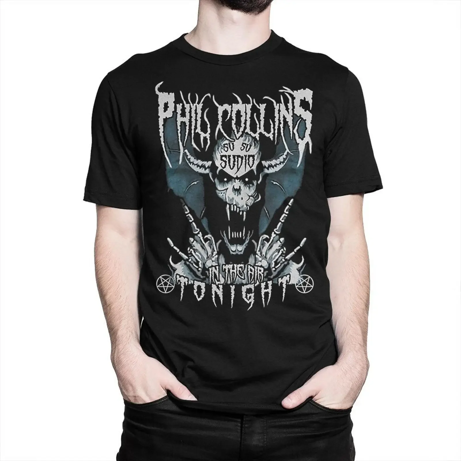 Phil Collins In the Air Tonight Funny Metal T Shirt  Sizes met 257 vintage Washed streetwear Versatile Stretched homme Casual