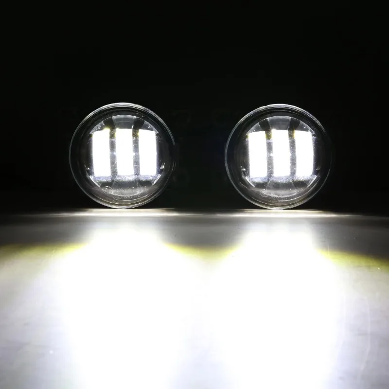 Luces LED antiniebla delanteras para coche, lámpara blanca de conducción diurna para Honda Focus Fiesta Peugeot Citroen 4F9Z15200AA, 90mm, 1 par