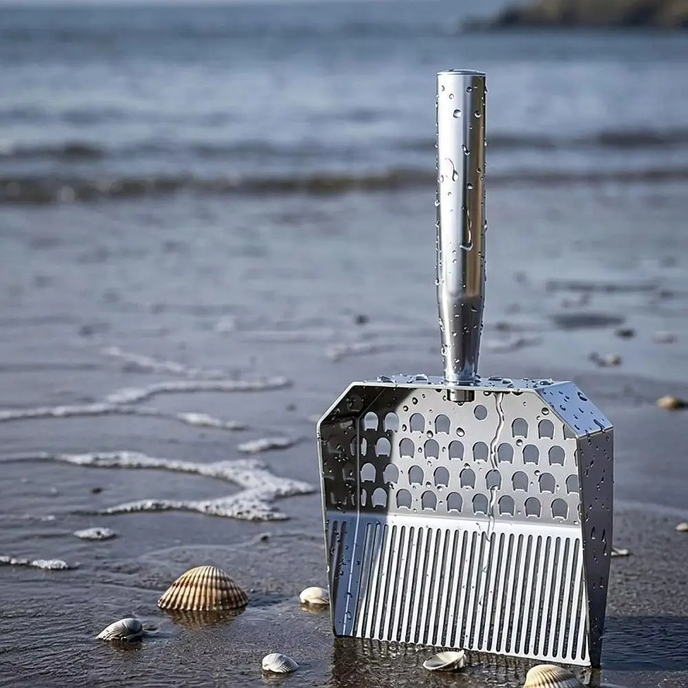 Short/Telescopic Handle Stainless Steel Sand Scoop Easy To Clean Multipurpose Beach Sand Sifter Cat Litter Scoop