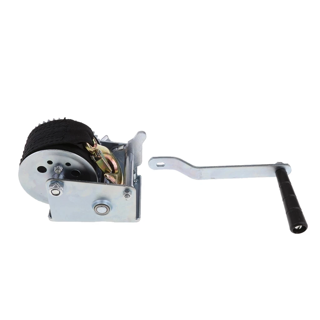 1 Set Boat Trailer Hand Winch Gear Synthetic System with Strap and Heavy Duty Hook