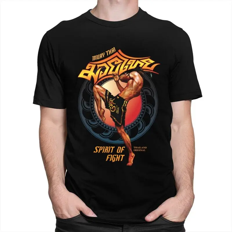 Custom Muay Thai T Shirt for Men 100% Cotton Tshirt Fashion Tees Thailand kickboxing Spirit of Fight T-shirts
