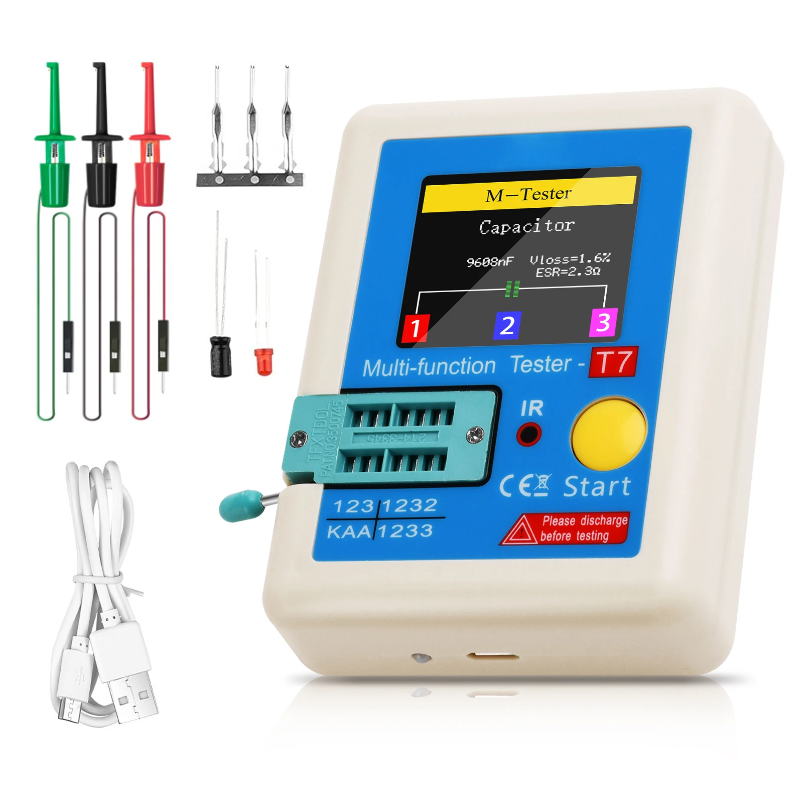 Multimeter LCR-T7 T7 Transistor Tester TFT Diode Triode Kapazität Meter LCR ESR Meter MOSFET IR Multifunktions Tester Dropship