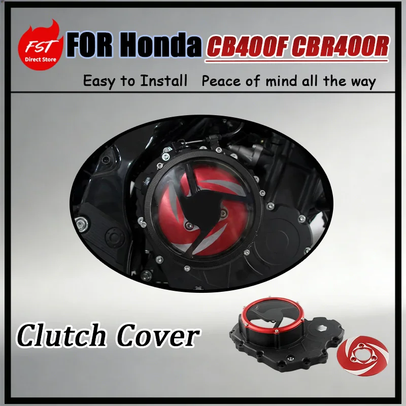 For Honda CB400F CBR400R Clutch Cover Transparent High-Strength Anti-Crack PC Panel Reinforced Sealed Structure for Motorcycle