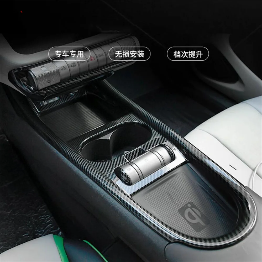 

ABS Carbon Fiber Window Lift Gear Shift Panel Rear Water Cup Decor Frame Cover Trim For BYD ATTO 1 2022 - 2024 Car Accessories