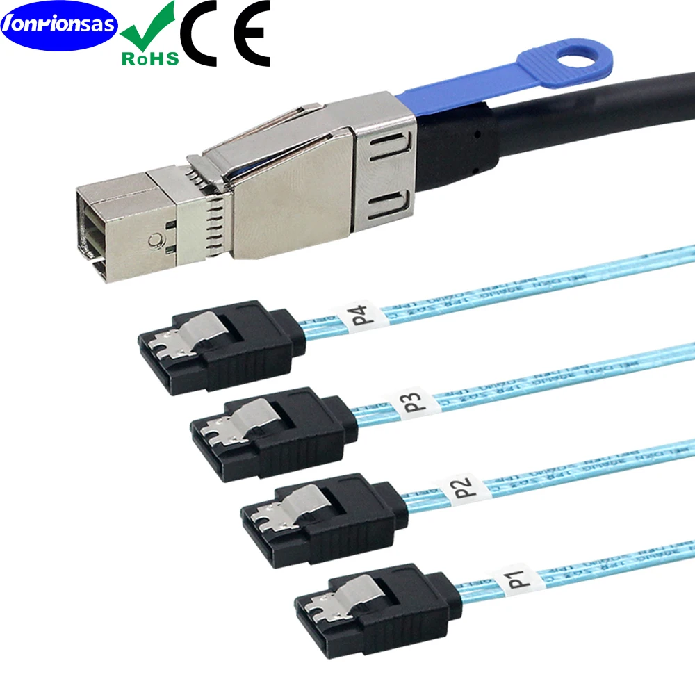 Cable Raid externo para servidor de datos de disco duro hembra Mini SAS HD SFF-8644 a 4 puertos SATA 7P 0,5 m/1,0 m