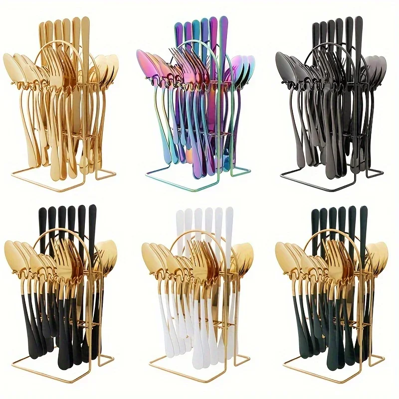 24-Piece Stainless Steel Cutlery Set Knives, Forks, Spoons & Teaspoons - Durable Stylish Design - Perfect for Home Dining