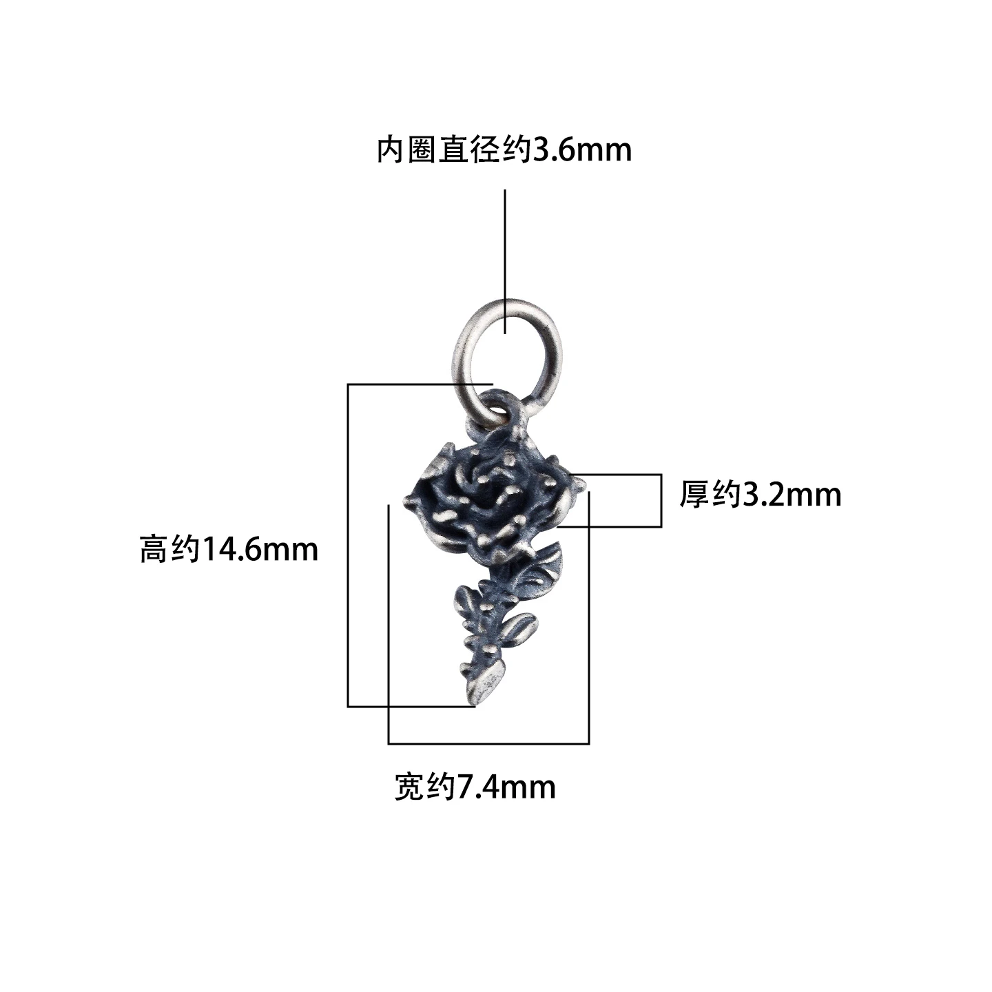 S925 sterling silver barbed rose pendant handmade rope beaded DIY bracelet necklace accessories