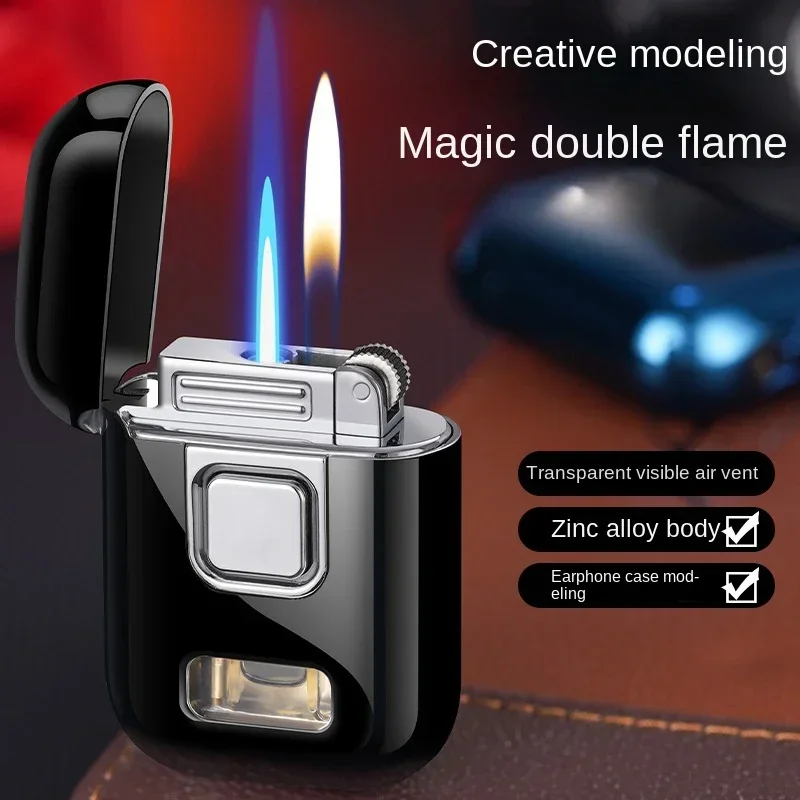 Torch Two Types Flames Cigar Cigarette Gas Lighter Mini Metal Windproof Jet Unusual Lighters Smoking Accessory Gadgets for Men