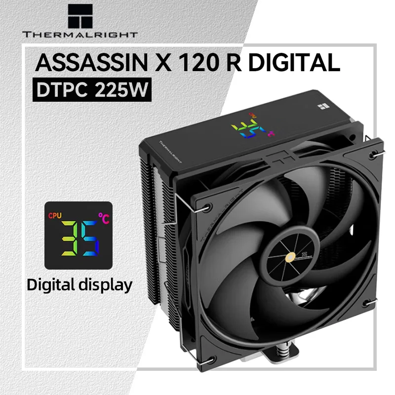 

Thermalright Assassin X 120 R Digital Display CPU Cooler D-tdp 225w 4 Heat Pipes Radiator Intel 115X/1200/1700/1851 AMD AM4/AM5