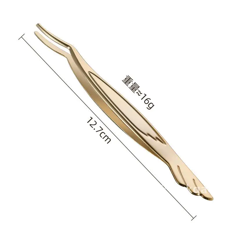 Pinzas para pestañas postizas con Clip de pluma de cabeza redonda de acero inoxidable, herramienta de maquillaje Universal cromada dorada/perla para injerto de pestañas
