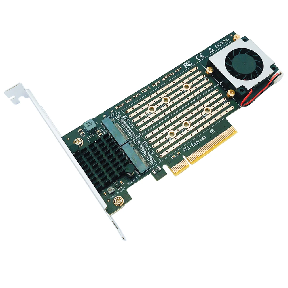 ใหม่ PCIe To M2การ์ด PCIe X8 2พอร์ต M2 NVME M คีย์ M.2 PCI Express X8อะแดปเตอร์ VROC RAID การ์ด Riser