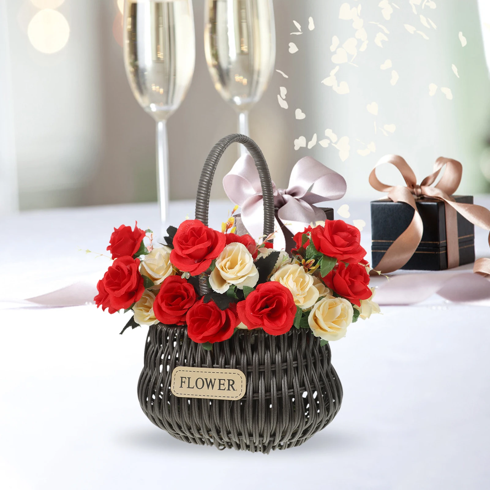 

Rattan H held Flower Basket Woven Baskets for Gifts Lightweight Home Office Store Arrangement Supply Simple Basket Gardening