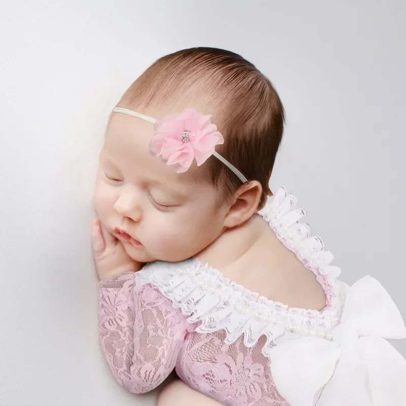 

Newborn Photography Clothing and flower headband set Baby Photography Lace dress Hundred Days Photo Props cute fashion