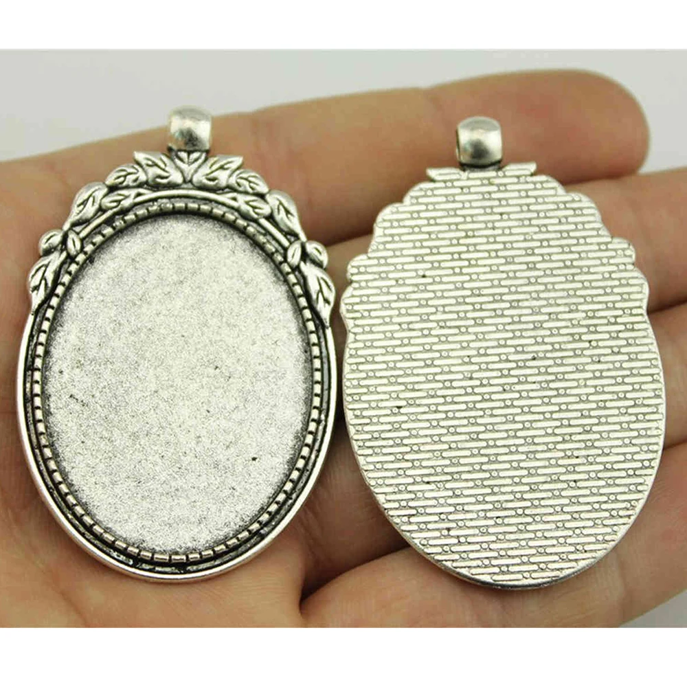 WYSIWYG 3 قطعة 30x40 مللي متر الداخلية حجم 56x36 مللي متر الخارجي حجم 2 ألوان خمر سبائك الزنك النقش كابوشون قاعدة الإعداد لصنع المجوهرات