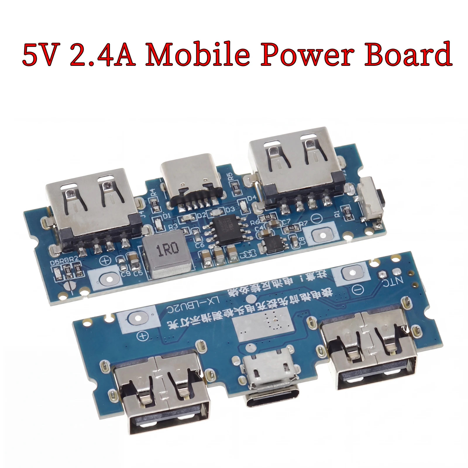 Micro/Type-C USB 5V 2.4A Dual USB 18650 Boost Battery Charger Board Mobile Power Bank Accessories For Phone DIY