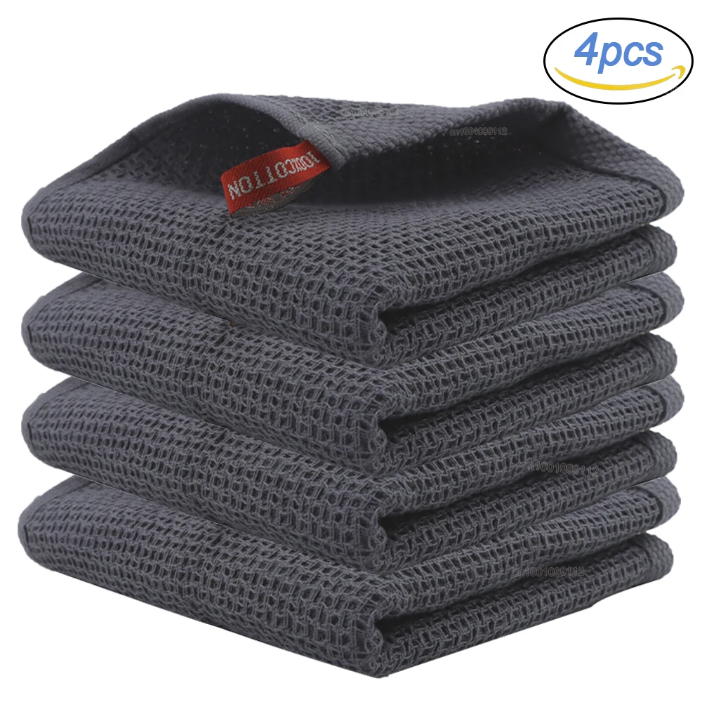 

4Pcs Cotton Kitchen Towel Ultra Soft Magic Cleaning Cloth Absorbent Cleaning Rags Thickened Wipe Cloths Dishcloth