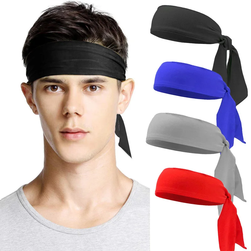 1PC Solid Color Sports Headband Sweatband Men Women Gym Fitness Headwrap Elastic Outdoor Sports Cycling Running Tennis Headband