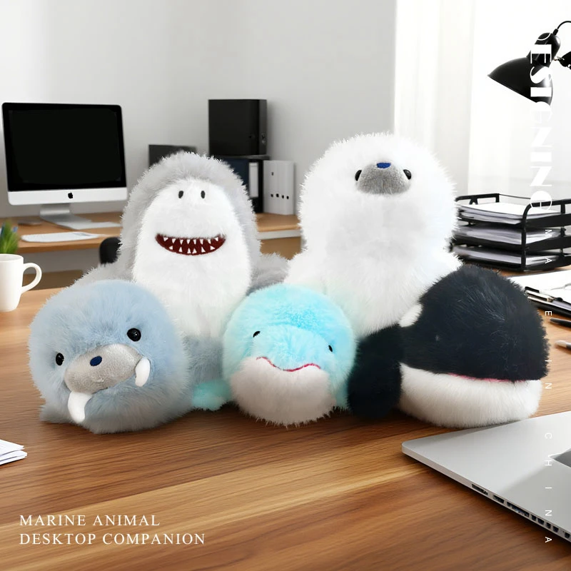 

18cm Mini Cartoon Cute Dolphin Shark Seal Plush Toy Desktop Ornam Learning Accompany Doll Soft Stuffed Animal for Girls Gifts
