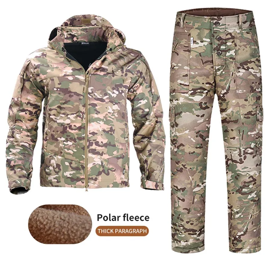 -15°F Tactical Jackets Man Fleece Pants Military Warm Keep Hiking Jackets Men Clothing Army Jacket Thermal Hooded Hunting Suit