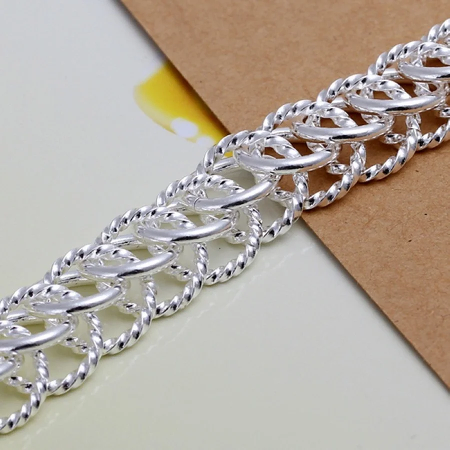 925 Sterling Silver Charm fashion beautiful for women lady wedding Refined geometry TO Bracelets Jewelry free shipping wholesale